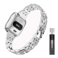 Glebo Slim Bling Bands Compatible with Fitbit Versa Bands for Women Men, Fit Bit Versa Accessories Versa Lite Band Versa Watch Band Wristband Strap Bracelet for Fitbit Versa 2 Bands Silver