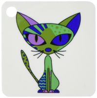 3dRose Cattitude 3 Cute Colorful Cat Pink Moss Green Blue - Key Chains, 2.25 x 4.5 inches, set of 2 (kc_24723_1)