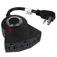 Minetom Outdoor Light Sensor Timer, Weatherproof 13 Amp Heavy Duty Mechanical Timer for Christmas Lights Outdoor and Indoor, UL Listed, Black