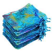 100pcs Blue Organza Drawstring Pouches Jewelry bags, Marrywindix Candy Pouch Chocorate Pouch Party Wedding Favor Gift Bag