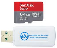 SanDisk Ultra 64GB Micro Memory Card Works with LG G8X ThinQ, LG v40 ThinQ, LG G7 ThinQ, LG V35 ThinQ Cell Phone (SDSQUAR-064G-GN6MN) Bundle with (1) Everything But Stromboli MicroSD Card Reader