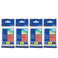 Genuine TZe-431 Laminated 12mm Tape Cassette (4pcs) - Black on Red [Brothor]