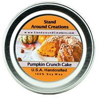 Premium 100% All Natural Soy Candle - 2oz Tin - Scent: Pumpkin Crunch Cake - The aroma of creamy pumpkin pie filling, surrounded with freshly baked yellow cake, melted butter, pecans, and hints of spice.