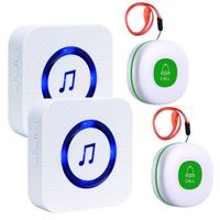 SanJie Caregiver Call Button System for Elderly/Patient/Disabled at Home with 2 Receiver & 2 Waterproof Alert Buttons