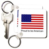 3dRose Proud to be American - Key Chains, 2.25 x 4.5 inches, set of 2 (kc_17009_1)