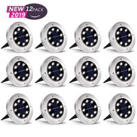 Otdair Solar Ground Lights, 8 LED Outdoor Solar Disk Lights, Waterproof In-Ground Lights, Solar Garden Lights, Landscape Lights for Pathway, Yard, Deck, Patio, Walkway, 12 Packs