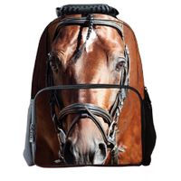 3D Horse Print Laptop School Backpack Computer Compartment Children Cool Backpacks Teenage Boys Girls