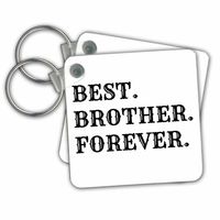 3dRose Best Brother Forever, Black Lettering On White Background Key Chains, Set of 2 (kc_180085_1)