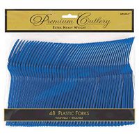 Premium Heavy Weight Plastic Forks | Navy Blue | Pack of 48 | Party Supply