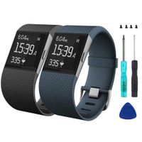 Wizvv Compatible Bands Replacement for Fitbit Surge, with Metal Buckle Fitness Wristband Strap Women Men Large Small (2 Pack)