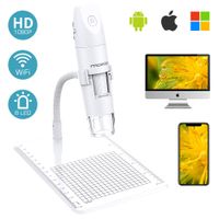MoKo WiFi USB Digital Microscope, 1080P HD 2MP Camera, 50x to 1000x Magnification Mini Pocket Handheld Wireless Endoscope 8 LED, Arm Stand Compatible with iPhone/iPad/Mac/Window/Android/iOS - White