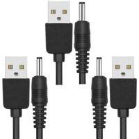 [3-Pack] USB 2.0 Male to DC Power Cable, [1m / 3.3ft] Barrel Jack Plug Connector 5V Extender Cord for Socket Mobile Charger Supply Splitter Adapter Extension (3.5x1.35mm, Black)