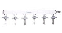 KimLab MFC-R-6F Glass 6 Ports Single Manifold Vacuum Gas Distributor with 2mm PTFE Stopcocks and Right Air Nozzle