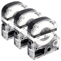 3-Pack Compatible LK-4WBN LC-4WBN (SS12KW) Label Tape Cartridges, 1/2'' Standard LK (LC) Black on White Tape for Epson LabelWorks LW-400, LW-300, LW-600P, LW-700 Label Maker