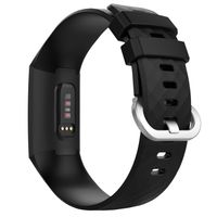 MoKo Band Compatible with Fitbit Charge 3, Soft Silicone Adjustable Replacement Sport Strap Band Fit Fitbit Charge 3 Heart Rate + Fitness Wristband - Black