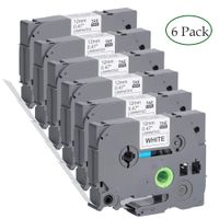 6 Pack P Touch Label Tape, TZe Tape 12mm 0.47 Inch Laminated White Compatible with Brother P-Touch Label Maker PT-D210 PT-H110 PT-D600 PT-1230PC PT-P700 TZe-231 TZ 231 Black on White 8m (26.2ft)