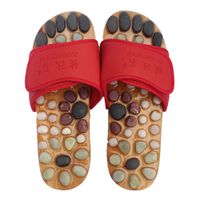 Healthcare Natural Cobblestone Foot Massage pebble massage slippers plantar acupuncture points Shoes , red , 46