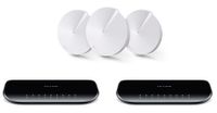 TP-Link Deco M5 Whole Home Mesh WiFi System 3-Pack and 2 TP-Link 8-Port Gigabit Desktop Switches (TL-SG1008D)