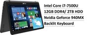 2017 ASUS 15.6 2-in-1 Touchscreen FHD (1920 x 1080) Laptop PC, 7th Gen Intel Core i7-7500 2.7GHz, 12GB DDR4 RAM, 2TB HDD, Bluetooth, NVIDIA 940MX Graphics, Backlit Keyboard, Windows 10