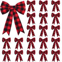 WILLBOND 20 Pieces Christmas Plaid Bows Red and Black Buffalo Check Bows Holiday Decorative Bows for Xmas Tree Home Decor, 5 x 7 Inch