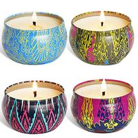 YIH Scented Candles Lavender, Rose, Tea Tree and Peppermint,Natural Soy Wax Portable Travel Tin Candle,Set Gift of 4