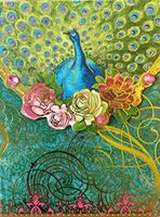 Punch Studio Gold Foil Gem Mini Pocket Notepad ~ Green Peacock Bed of Roses