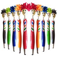 NEWCOMDIGI 10 Pcs Mop Ballpoint Pens, Screen Cleaner Stylus Pens 3-in-1 Stylus Pen Duster for Students Kids and Adults