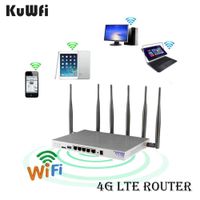 KuWFi 4G LTE 802.11AC 1200Mbps Dual Band 2.4-5.0GHz Wireless WiFi Router MT7621A chipset Gigabit Port OpenWrt Wireless Router with sim Card Slot with 6X 5dbi asntenna (US Version) for USA/Canada/MX