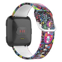 UMTELE Sport Bands Compatible with Fitbit Versa, Soft Silicone Wristbands Fadeless Pattern Printed Replacement Floral Band Compatible for Men and Women-Large,Colorful