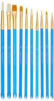 Artist Brush Sets In White Bristle And Golden Taklon - Flat, Rounds And Shaders - Includes 10 Brushes