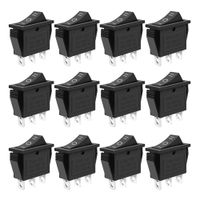 12 Pcs SPDT ON-OFF-ON 3 Pin Snap Rocker Boat Switch Black AC 250V 15A 125V 20A For Car Auto Boat Household Appliances By MXRS