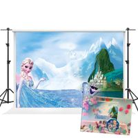 GESEN Princess Backdrop 7x5ft Elsa Forzen Snowman Photography Background for Children Birthday Party Baby Shower Background Photo Studio Booth Props LXGE186