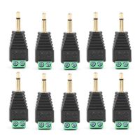 Akozon Male Adapter 10Pcs 3.5mm 2 Pole Stereo Vedio Male Plug to 2 Screw Terminal Adapter Connector