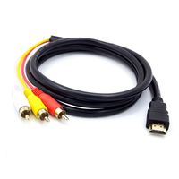 HDMI to RCA Cable,HDMI Male to 3RCA female Video Audio AV Composite Male M/M Connector Adapter Cable Cord Transmitter For HDTV,5ft/1.5m Black