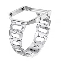 bayite Stainless Steel Bands with Frame Compatible with Fitbit Blaze, Rhinestone Bling Replacement Accessory Straps Women, Silver