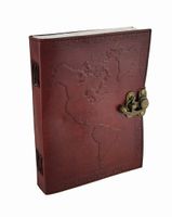 Embossed Leather World Map Journal w/Swing Clasp