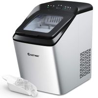 COSTWAY Ice Maker for Countertop, 33LBS/24H with Self-cleaning Function, Ice Cubes Ready in 7 Mins, Portable and Compact Ice Machine with Ice Scoop and Basket, for Home Office Bar (Silver)