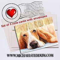 Michael Steddum Basset Watch Basset Hound Note Card Set