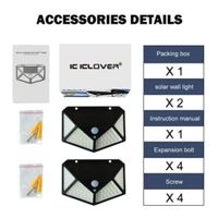 LFJNET [Upgraded 1Pc/2 pcs LED Solar Powered Lights Outdoor Wireless Motion Sensor Wall Yard Garden Lamp 2pcs