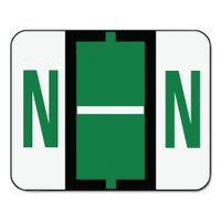 Smead BCCR Bar-Style Alphabetic Color-Coded Labels, Letter N, Dark Green/White Bar, 500 Labels per Roll (67084)