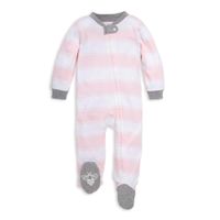 Burt's Bees Baby Unisex Baby Sleep & Play, Organic Pajamas, NB-9M One-Piece Zip Up Footed PJ Jumpsuit, Pink Stripes, 6-9 Months