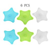 6 Pcs Silicone Drain Hair Catcher - Kitchen Sink Strainer - Bathroom Shower Sink Stopper - Drain Cover Hair Trap, Filter for Kitchen Bathroom Tub, Hexagonal Starfish(Blue/Green/White)