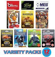 Variety Pack (12 Caps) Male Performance, Energy, Enhancement, and Endurance Bundle with Booklet