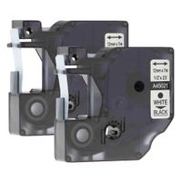 GREENCYCLE Replacement Label Tape Compatible for Dymo 45021 S0720610 D1 White on Black 12mm Label Maker Pack of 2
