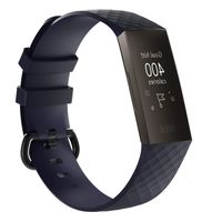 MyFitBands Strap for Fitbit Charge 3 Replacement Sports Band Metal Clasp Navy Blue Small