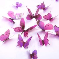 Butterfly Wall Decals, 24 Pcs 3D Butterfly Removable Mural Stickers Wall Stickers Decal Wall Decor for Home and Room Decoration (Purple)