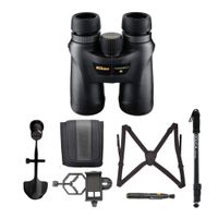 Nikon Monarch 7 10x42 Roof Prism ED ATB Waterproof/Fogproof Binoculars with 67-inch Lightweight Monopod, Case, Harness, Lens Pen + Smartphone Adapter & Tripod Adapter - Advanced Bundle (6 Items)