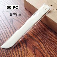 Wonderful Deluxe Disposable Plastic Tableware Premium Cake Knives Cutlery For Party & BBQ - 50 PC (B-White)