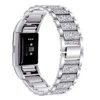 Nigaee for Fitbit Charge 2 Bands Small Large, Stainless Steel Fitbit Bands Charge 2 Fitbit Charge 2 Replacement Bands Fitbit Charge 2 Wristbands Fit bit Charge 2 Bands for Women Men Diamond Silver