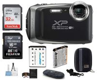 FUJIFILM FinePix XP130 Water, Shock, Freeze and Dustproof Digital Camera (Dark Silver) Bundle; Includes: 32GB & 16GB SDHC Memory Cards + Spare Battery + Camera Case + Card Reader + More